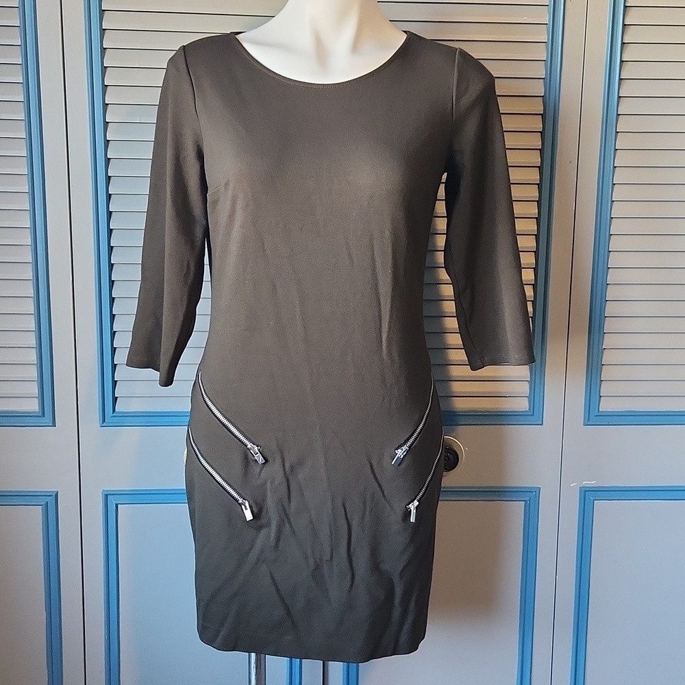 Express Olive Green Zip Detail Dress